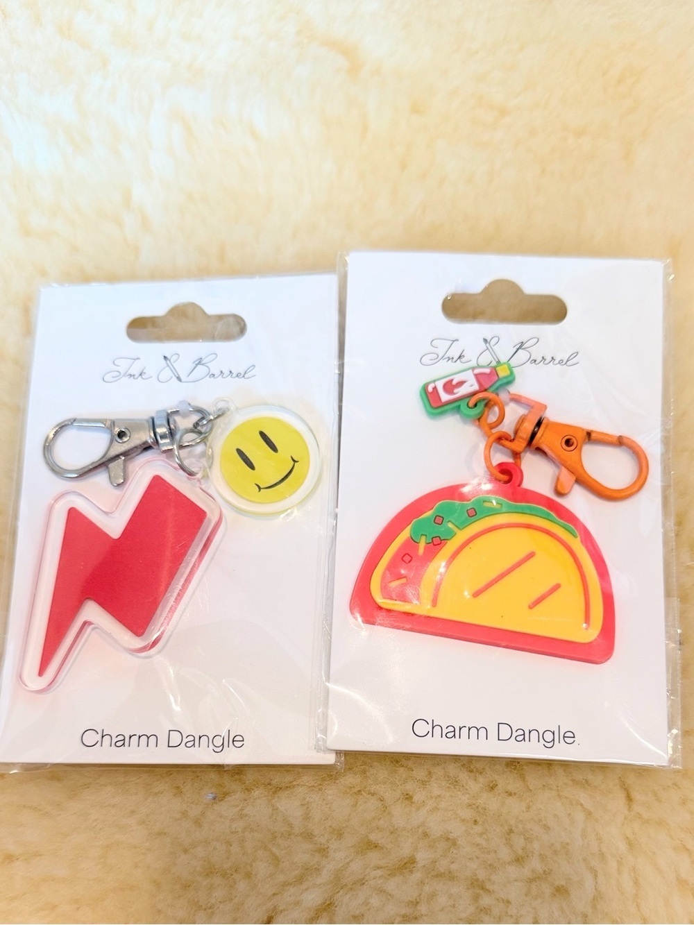 Ink & Barrel Lightning Bolt & Taco Charm Keychain Set